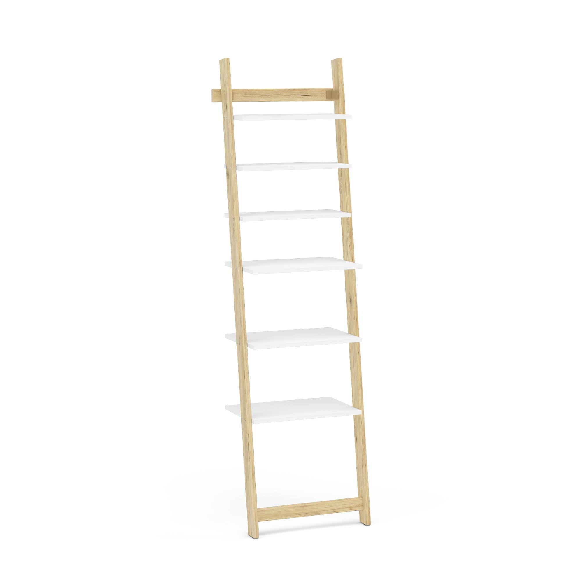 White Pine 6 Shelves Ladder Bookcase O83659