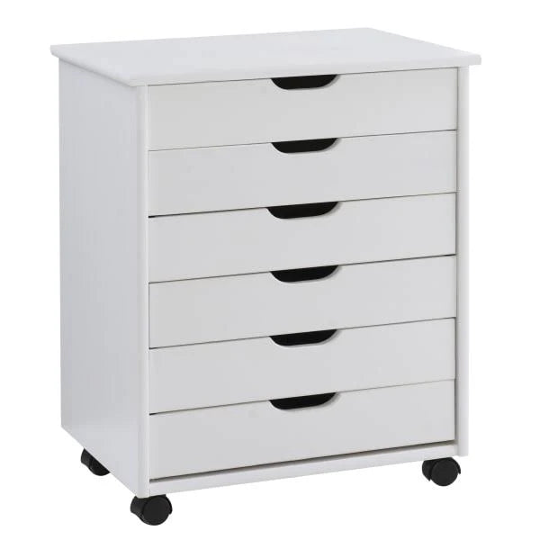 White 6-Drawer Rolling Storage Cart I56638
