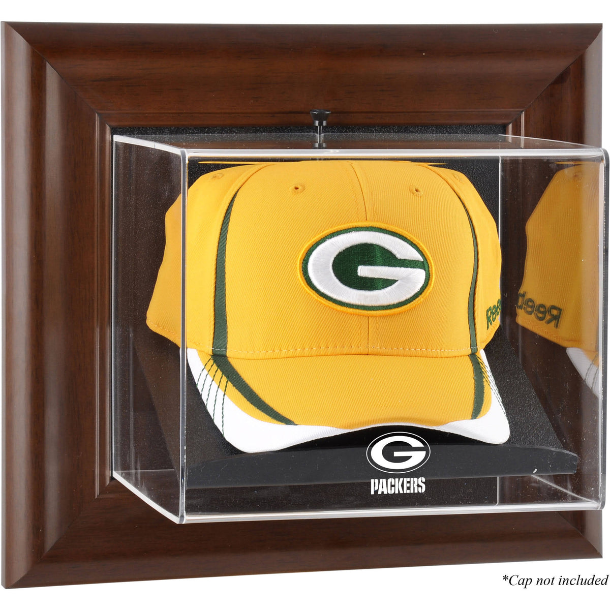 Brown Framed Wall-Mountable Baseball Cap Display Case K9749