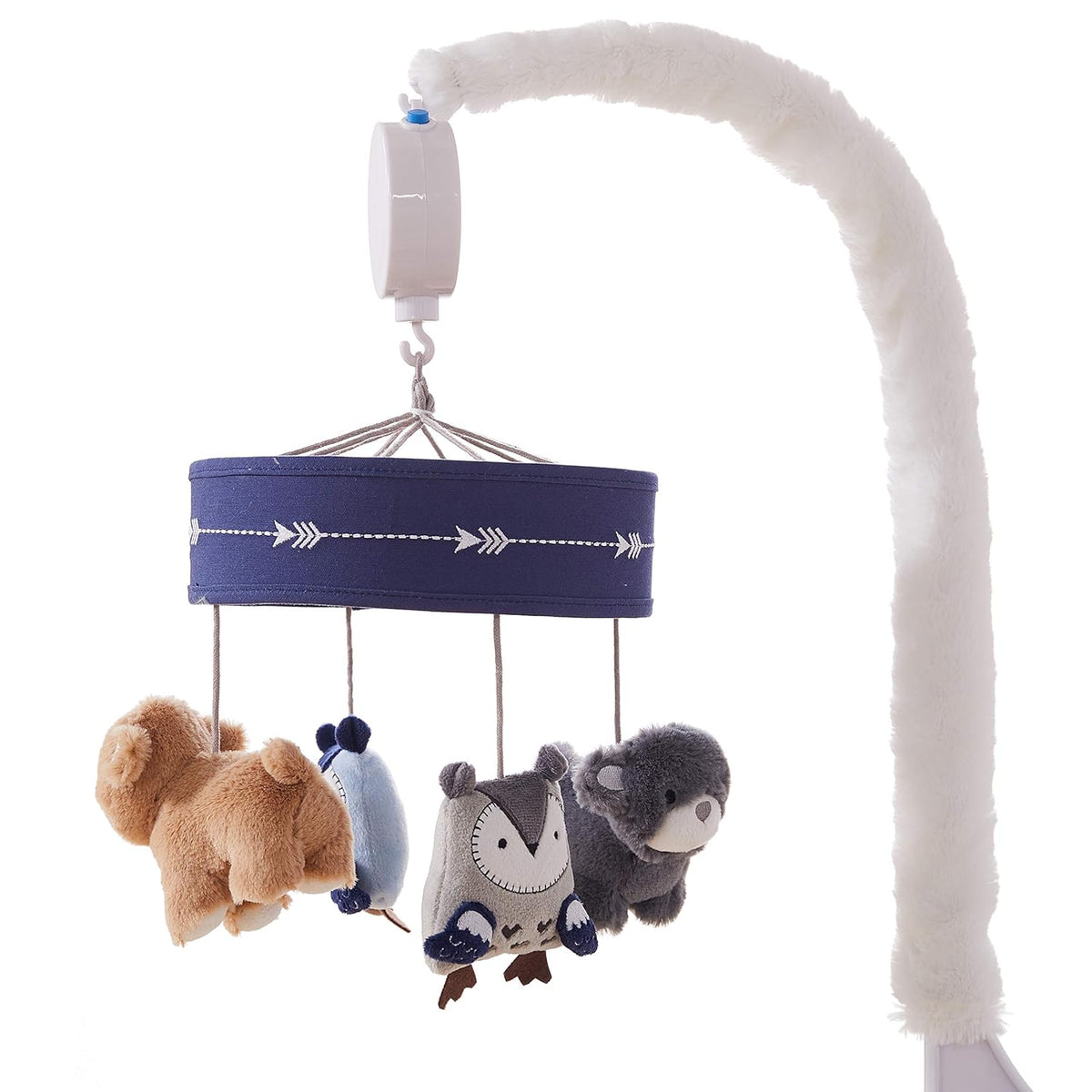 Plush Bears and Owls Grey Blue Navy White Crib Mobile X7942