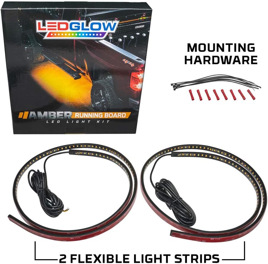 Amber LED Running Board Light Kit with White Courtesy Lights, Pack of 2 P194