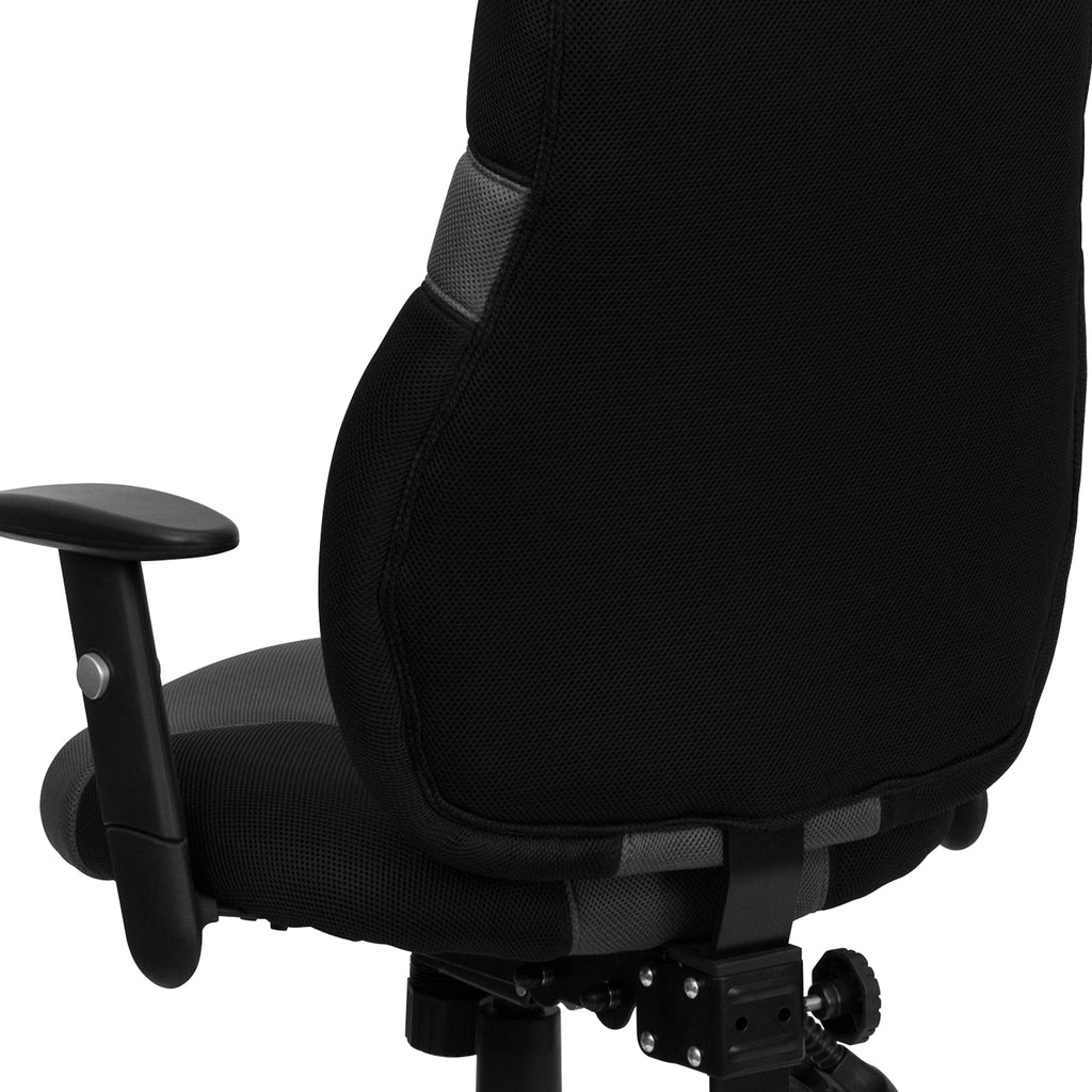 Black and Gray Mesh Swivel Task Office Chair with Adjustable Arms M231341