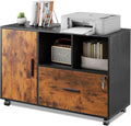 Rustic Brown Wood Lateral File Cabinet with Lock H82932