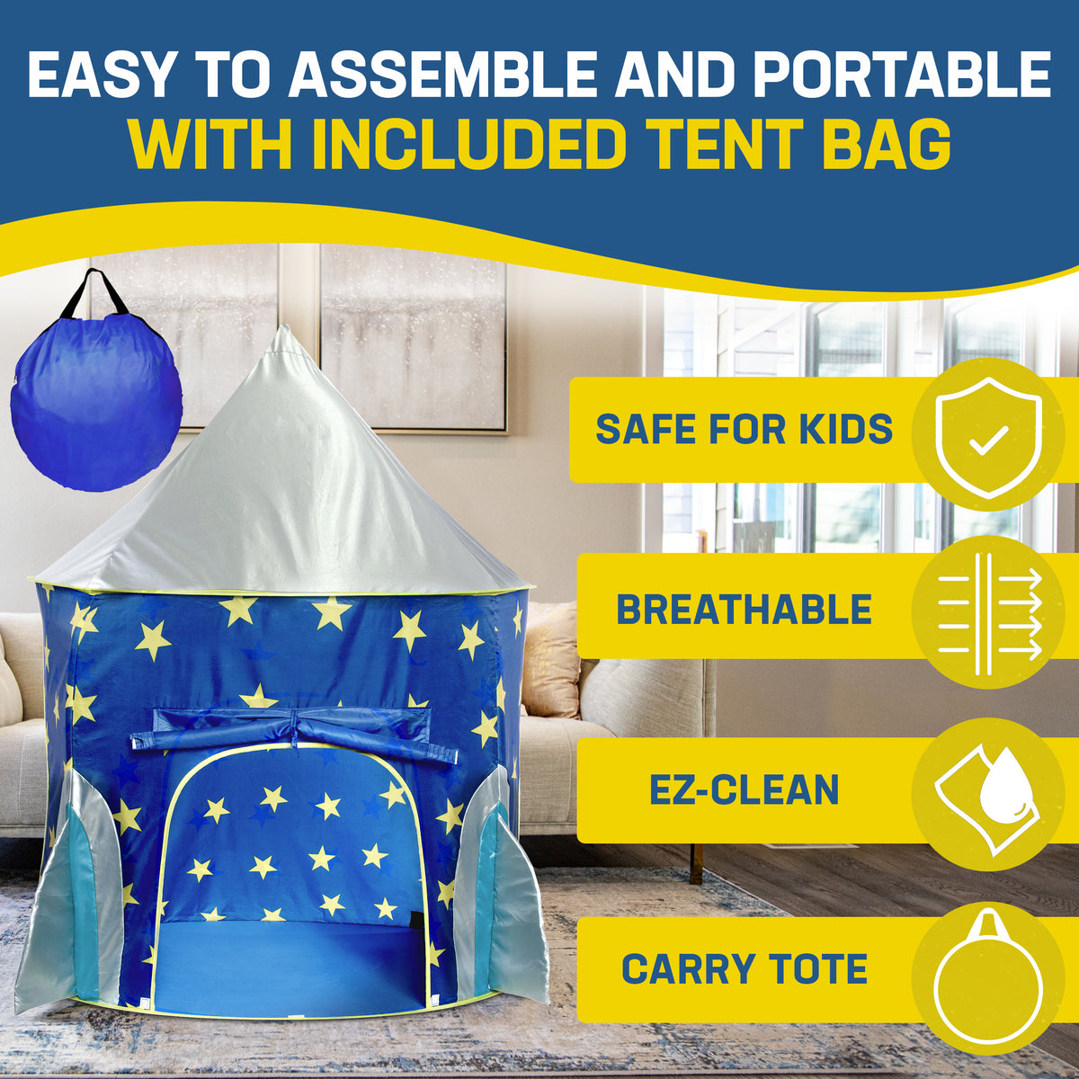 Blue and Gray Polyester Child Play Tent B228