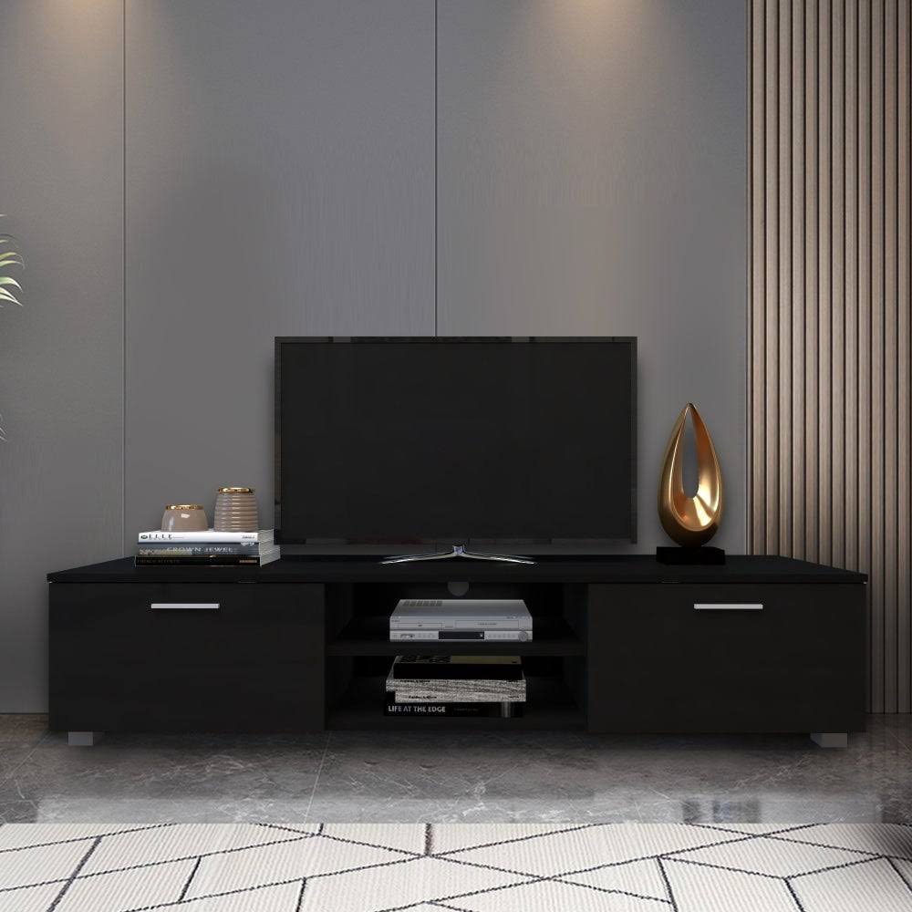 Black TV Stand with 2 Storage Cabinet U663922