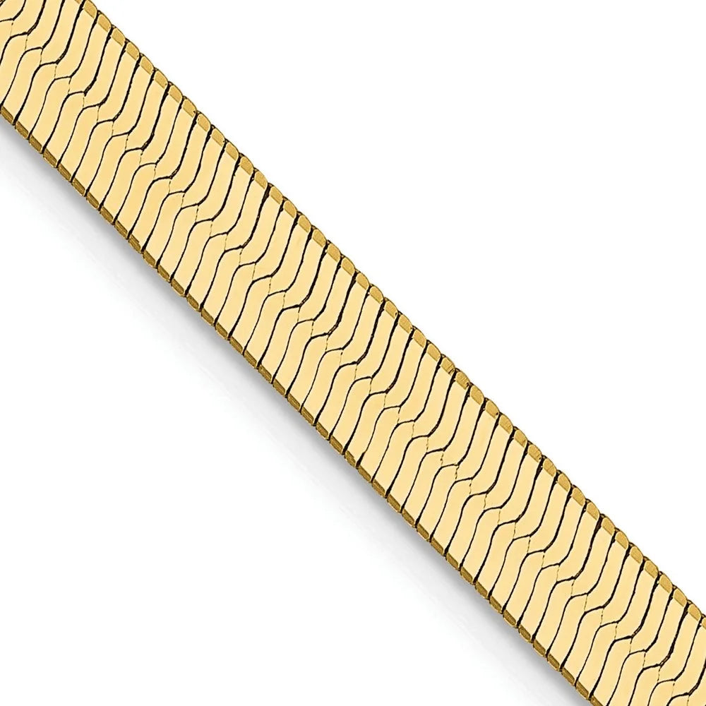 14K Yellow Gold 4mm Herringbone Chain Necklace 18inch L397