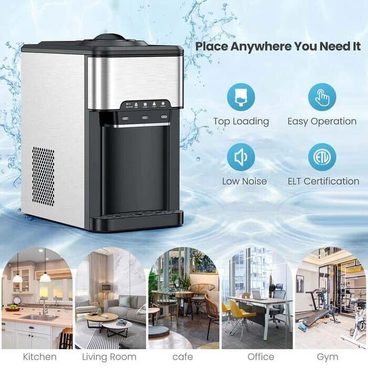 3 in 1 Countertop Water Cooler Dispenser Ice Maker with Ice Block 44 lb Ice Storage K614652