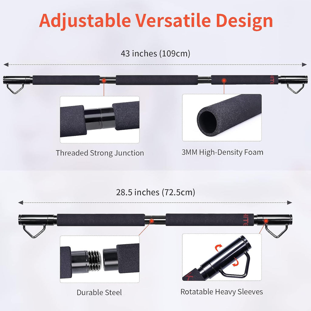 Resistance Band Bar with Easy Grip Foam, 43'' Length, Max Load 500lbs, Pack of 2 W676