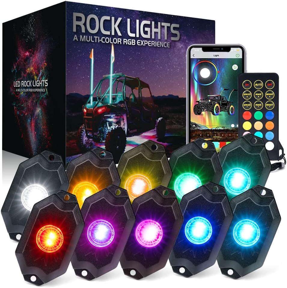 RGBW LED Rock Lights Kit with Bluetooth Controller, 6 Pods C528