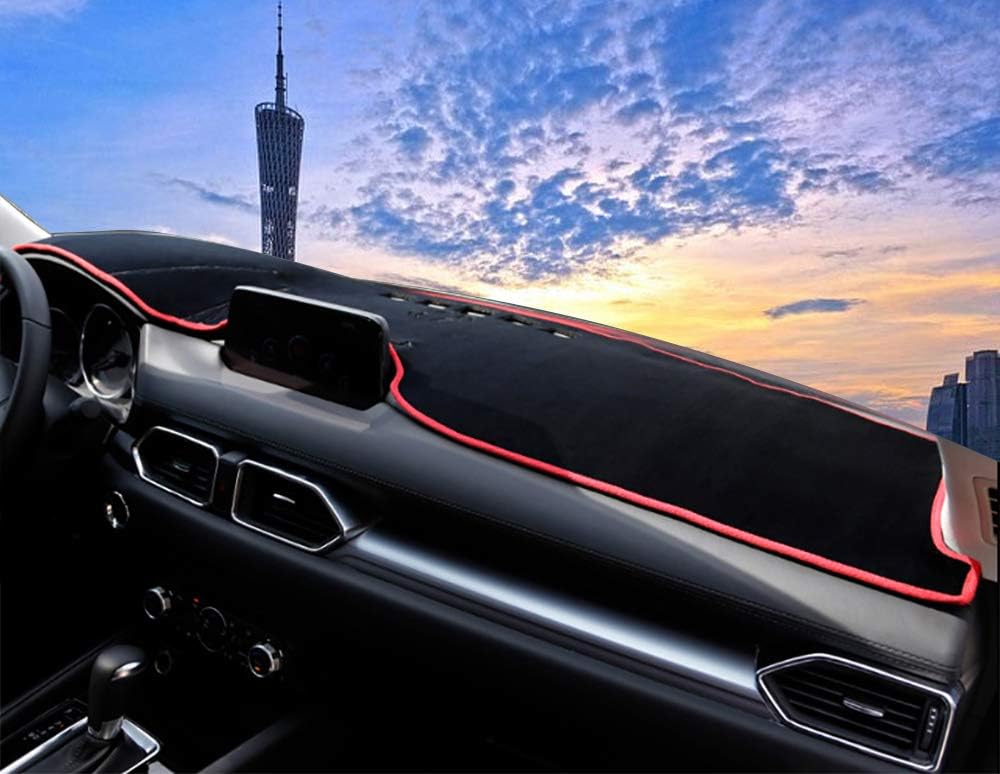 Black Car Dashboard Center Console Cover Protector Sunshield Dash Mat Pad for Mazda CX5 2017-2021 (Polyester) X1494