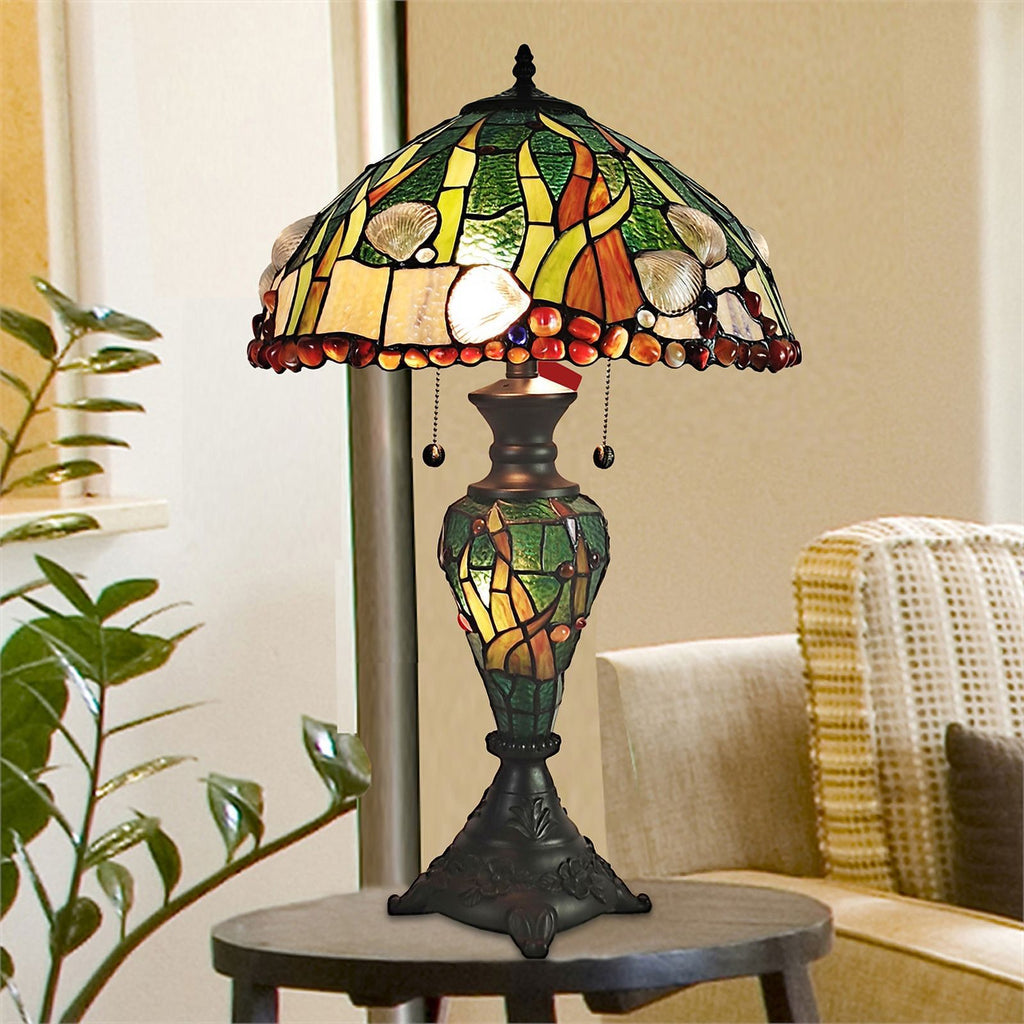 3-Light Metal & Art Glass Table Lamp F311958