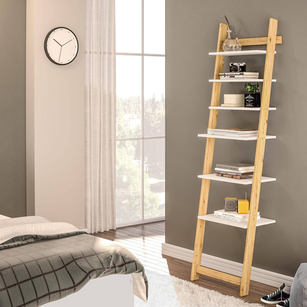 White Pine 6 Shelves Ladder Bookcase O83659