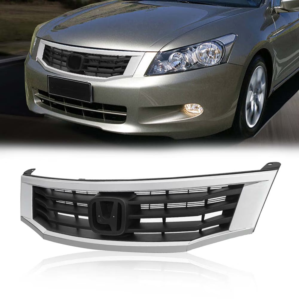 Chrome Front Bumper Hood Upper Grille Grill Trim for 2008-2010 Honda Accord Sedan 4-Door N825
