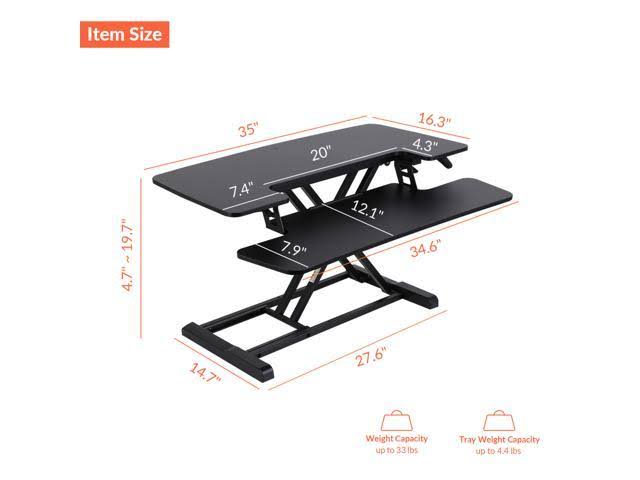 Black Sanding Desk Riser with Keyboard Tray M9711