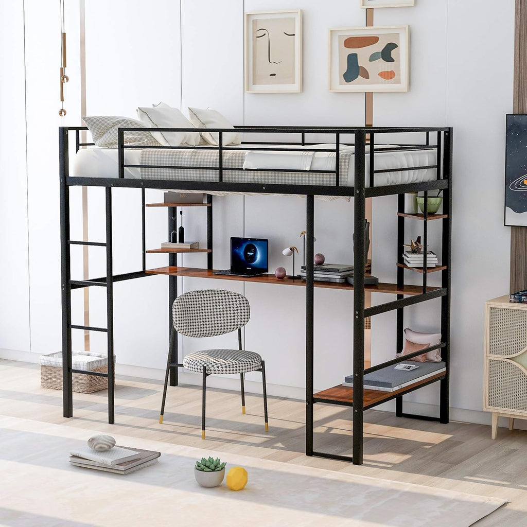 Twin Low Bunk Bed with Slide and Ladder, Black D8526