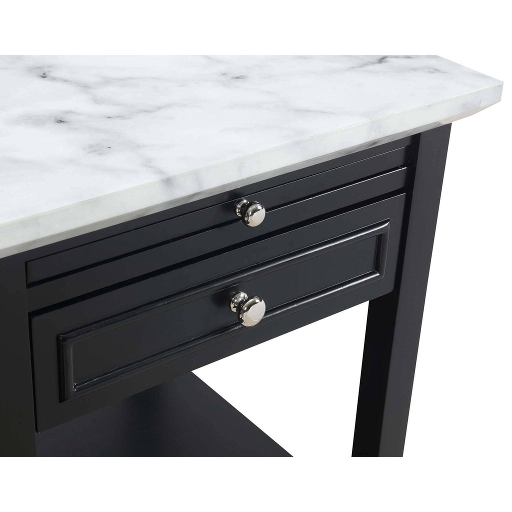 White Faux Marble End Table with Drawer H8853