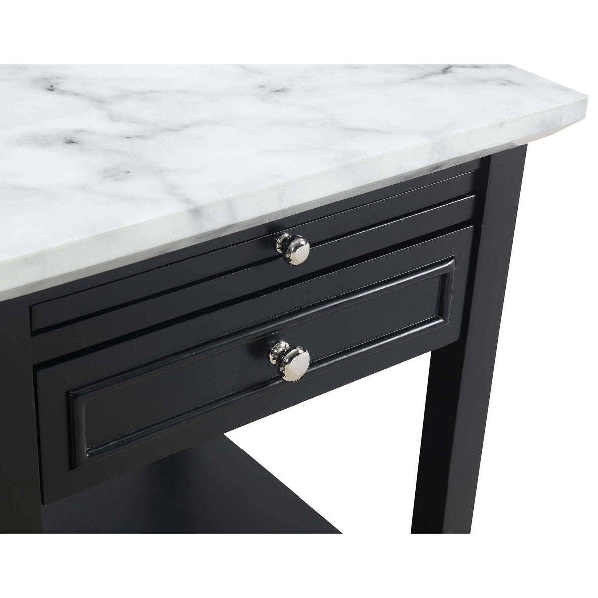 White Faux Marble End Table with Drawer H8853