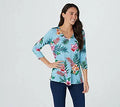 Aqua Tropical Print Knit Top C49484