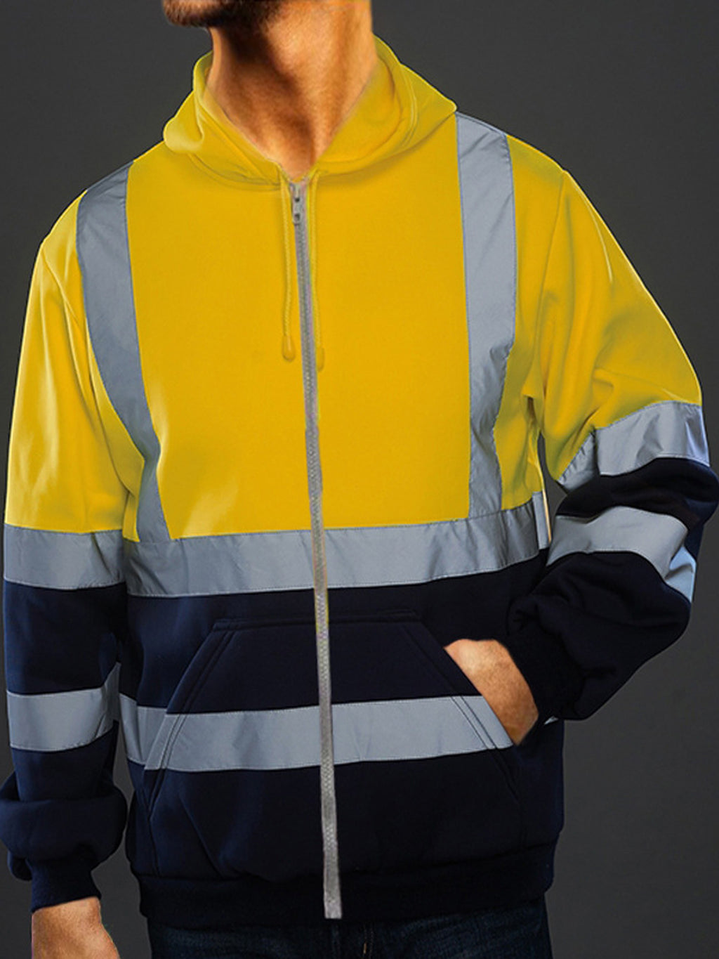 High Visibility Reflective Full Zip Hooded Sweatshirt R157