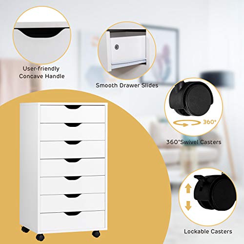 5 Drawers Black Vertical File Cabinet with Wheels A6088