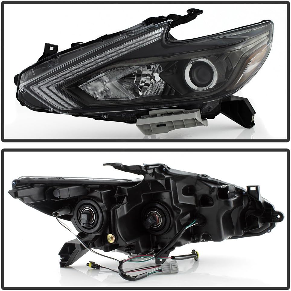 Black Bezel Halogen Headlamps for 2016-2018 Nissan Altima Headlights Driver Passenger Side D686