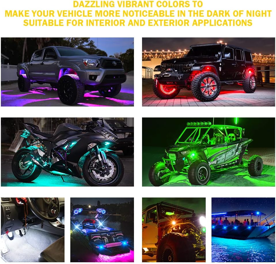 RGBW LED Rock Lights Kit with Bluetooth Controller, 6 Pods C528
