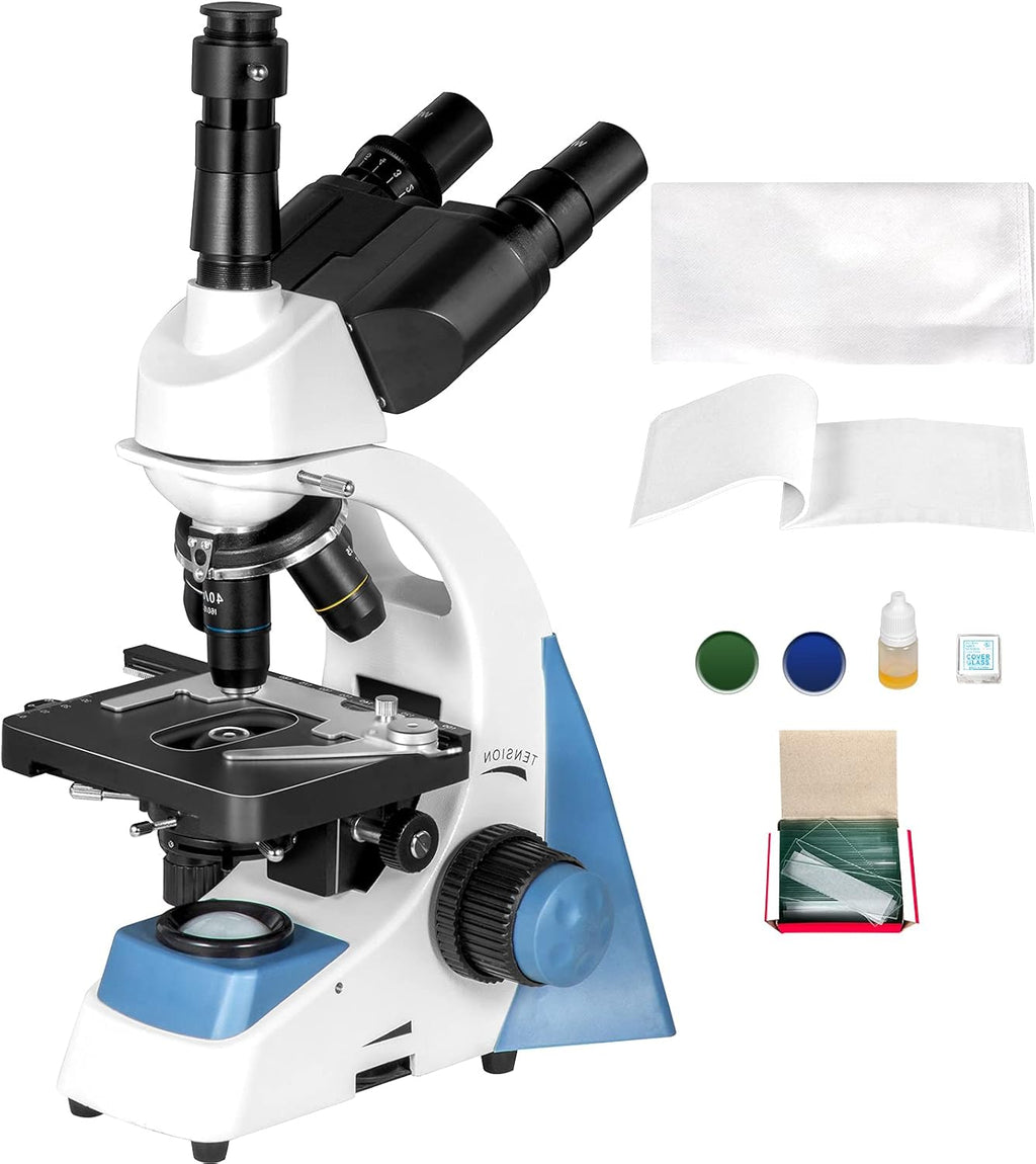 Trinocular Compound Microscope 40X-1000X Magnification LED Light Mechanical Stage Q81272