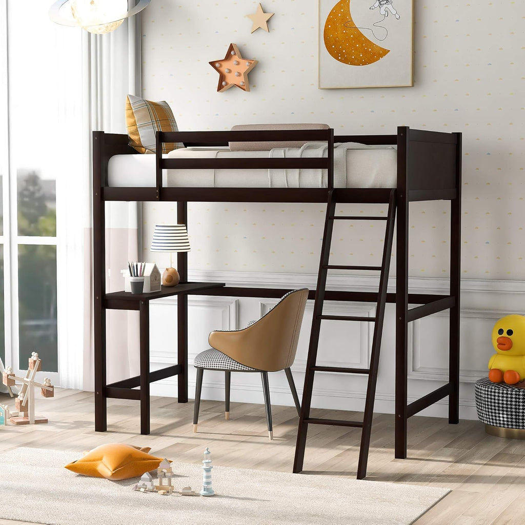 Twin Low Bunk Bed with Slide and Ladder, Black D8526