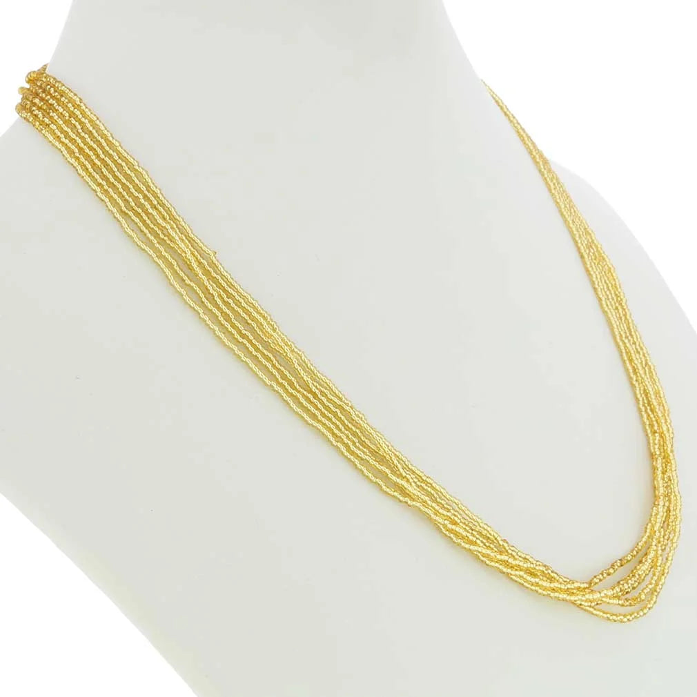Gold Seed Bead Necklace A18767