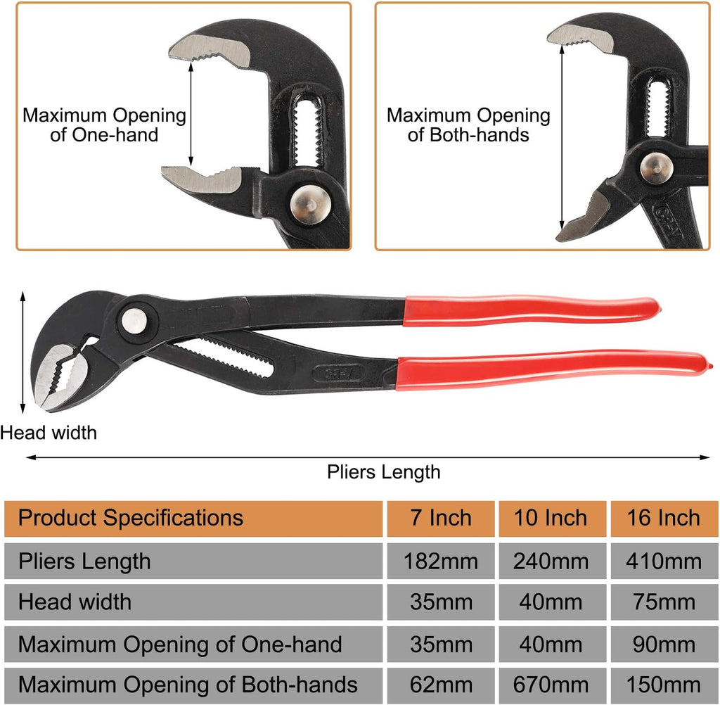 3PCS Water Pump Pliers Set 7Inch, 10Inch, 16Inch E213100