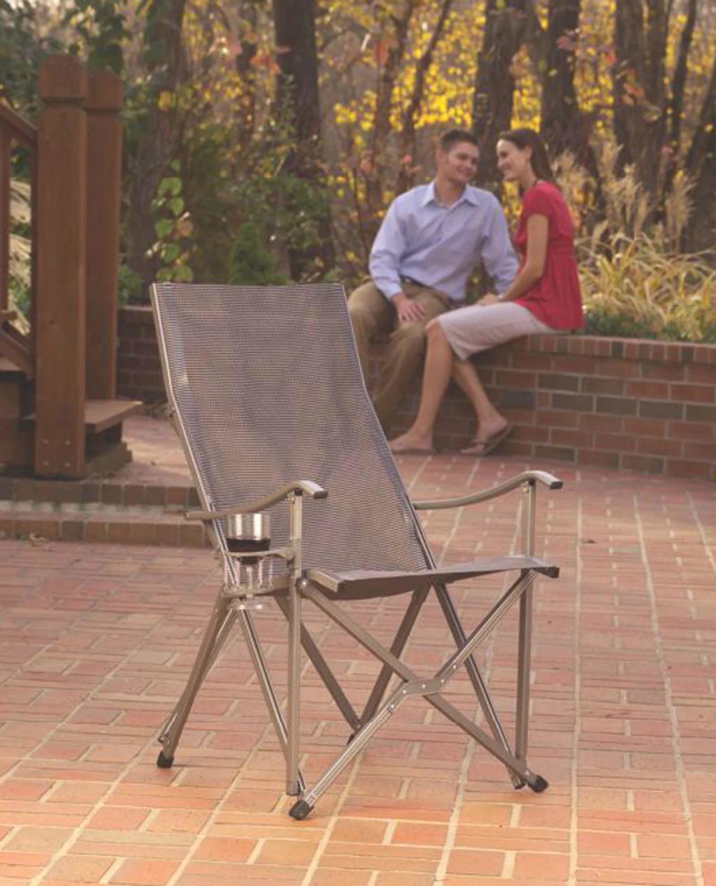 Gray Sling Chair with Drink Holder H569