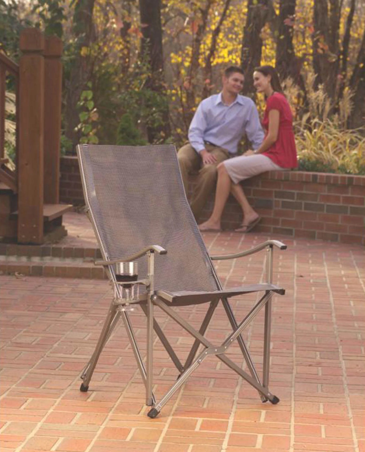 Gray Sling Chair with Drink Holder H569