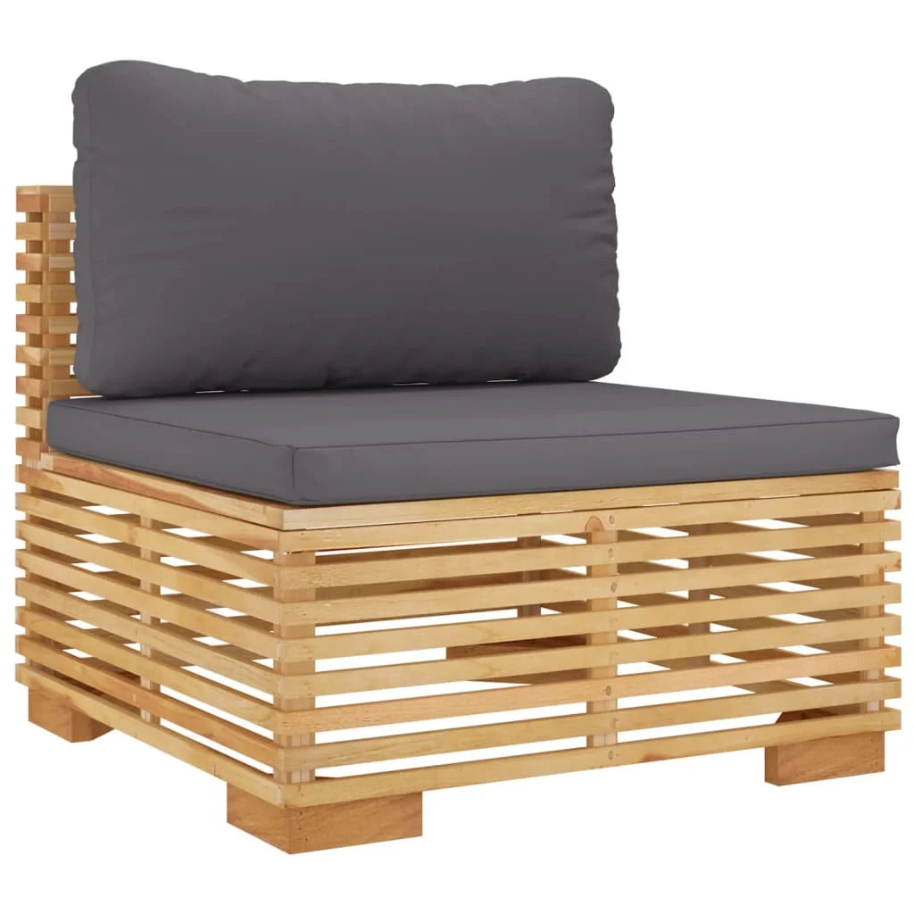 Patio Sofa with Dark Gray Cushions Solid Wood Teak A3901