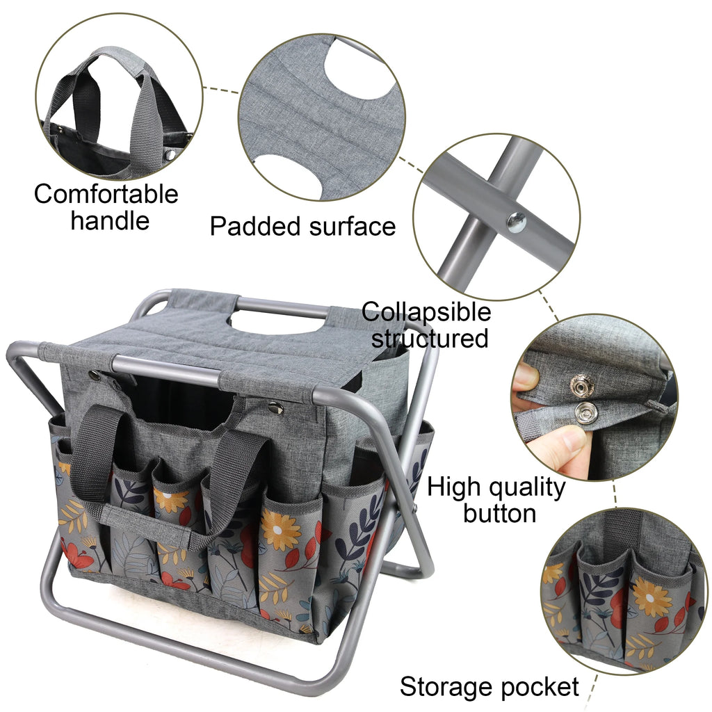 Folding Gardening Stool with Detachable Storage Tote Bag G2688
