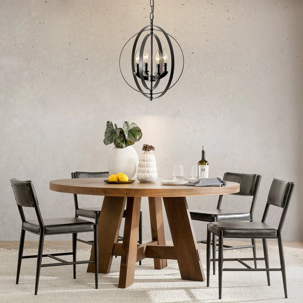 4-Light Farmhouse Globe Candlestick Chandelier U3828