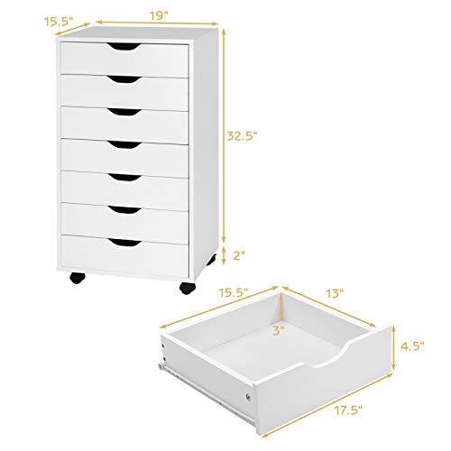 5 Drawers Black Vertical File Cabinet with Wheels A6088