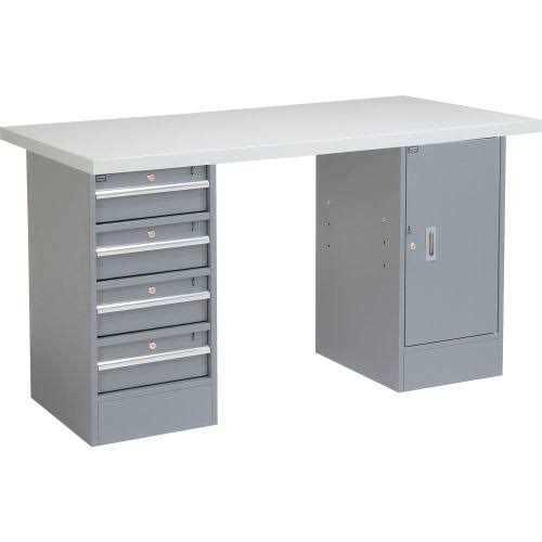 Plastic Laminate Square Edge Workbench Top, Light Gray N1659