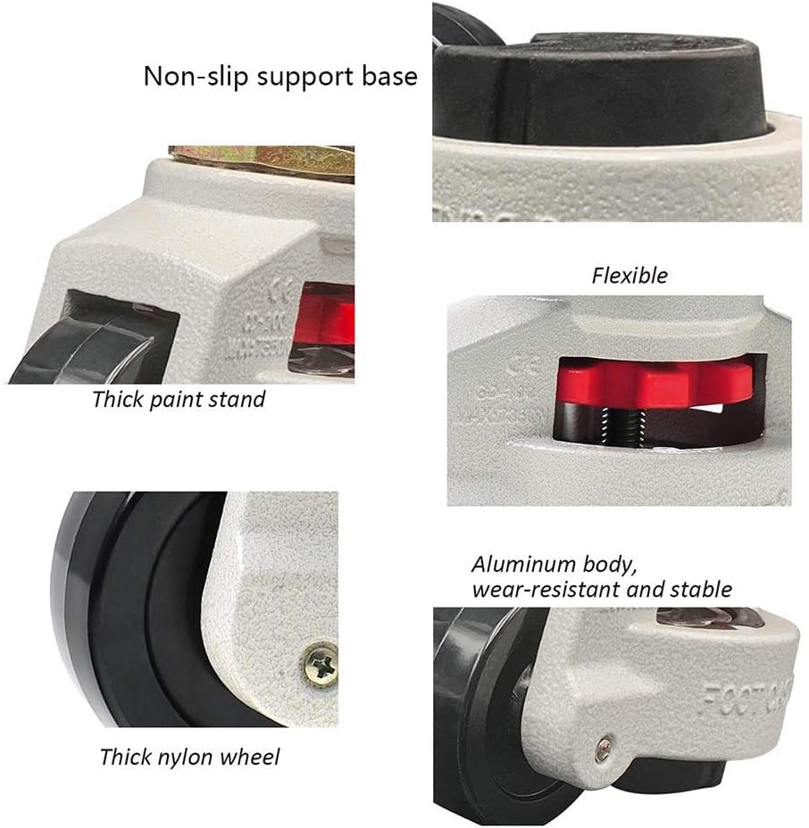 4 Pack 360 Degree Swivel Leveling Caster Wheels with Rubber Feet Z176
