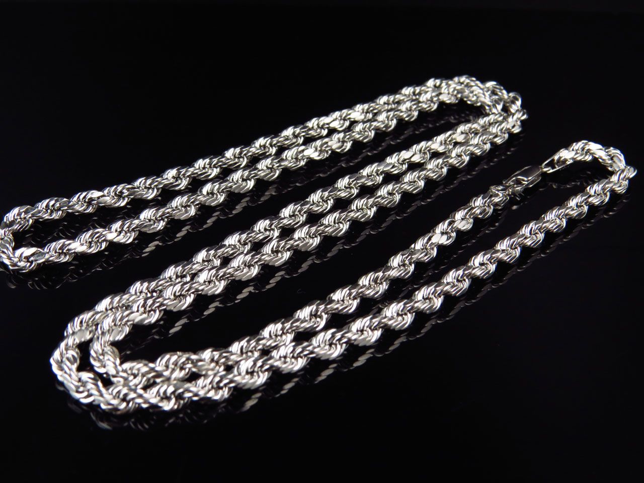 10K White Gold Hollow Rope Chain 4.5MM 18-28 Inches H760