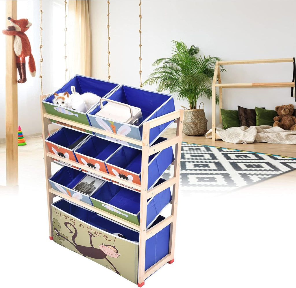Toy Storage Cabinet with 8 Removable Fabric Bins X18585