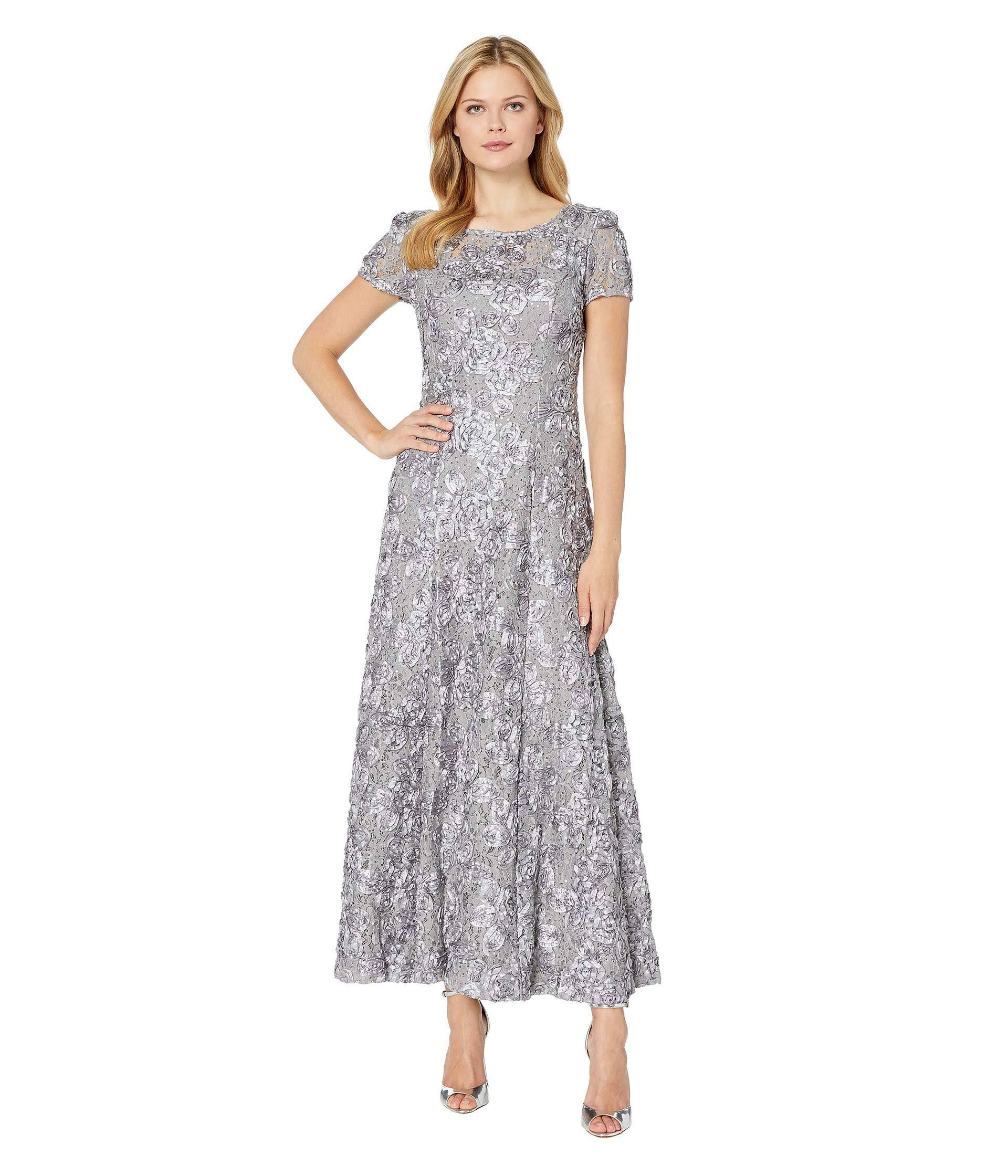 Petite Sequined-Lace Rosette-Rose Gown N247847