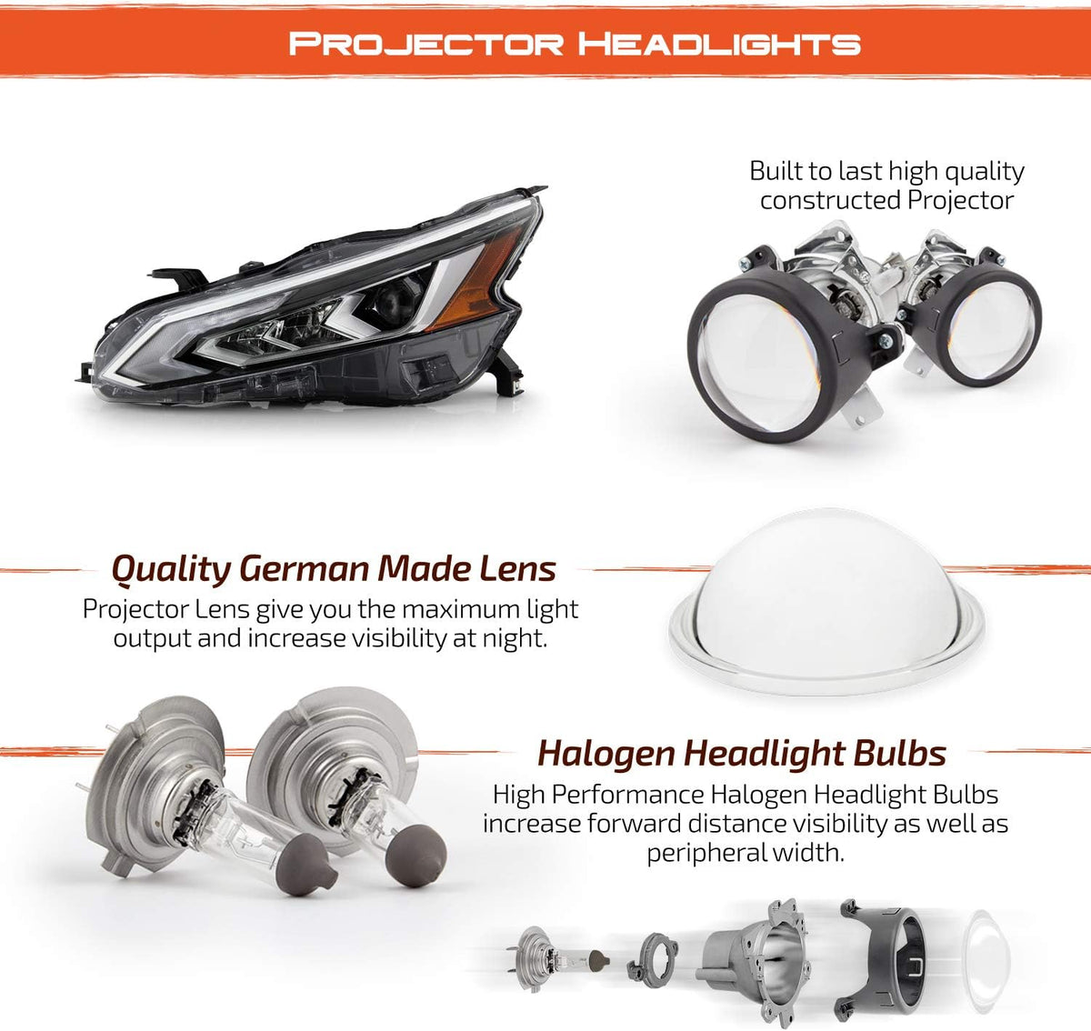 Left Side Full LED Projector Headlights Replacement W79547