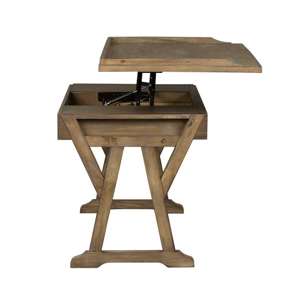 Rustic Saddle Finish Lift Top Writing Desk S74854