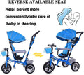 Blue 3 Wheel Toddler Tricycle with Foldable Pedals and Removable Canopy B1099