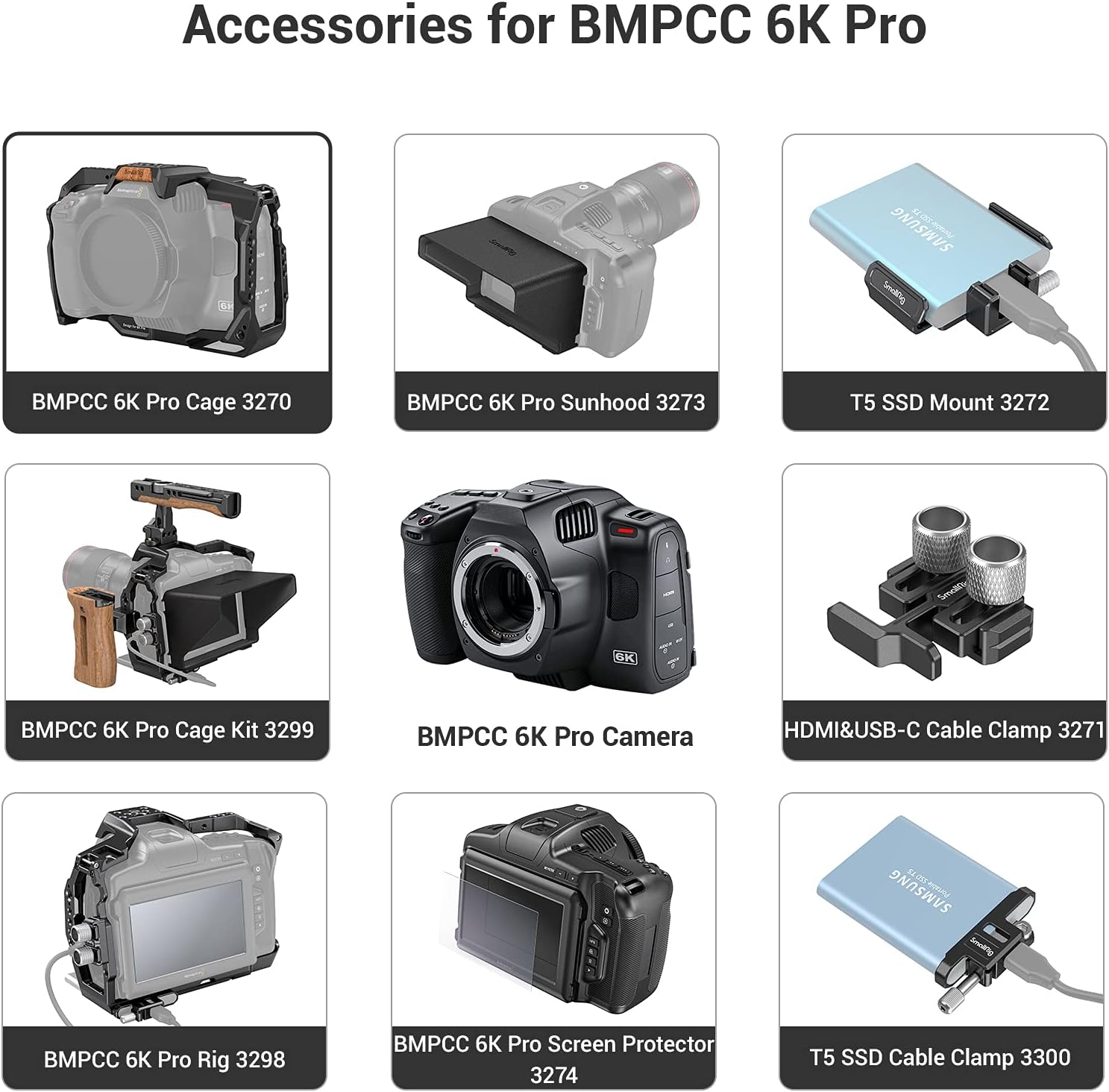 Full Cage for Blackmagic Pocket Cinema Camera 6K Pro with NATO Rail and Cold Shoe Mount E25001