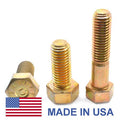 9/16 inch-18 x 2 1/2 inch Fine Thread Grade 9 Hex Cap Screw L9 Alloy Steel Yellow Zinc Plated Pk 25 C9722