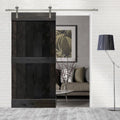 Charcoal Black Stained Wooden Sliding Barn Door with Hardware Kit T14716