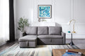 Stone Fabric Pull Out Sleeper Sofa Bed with Reversible Chaise U515