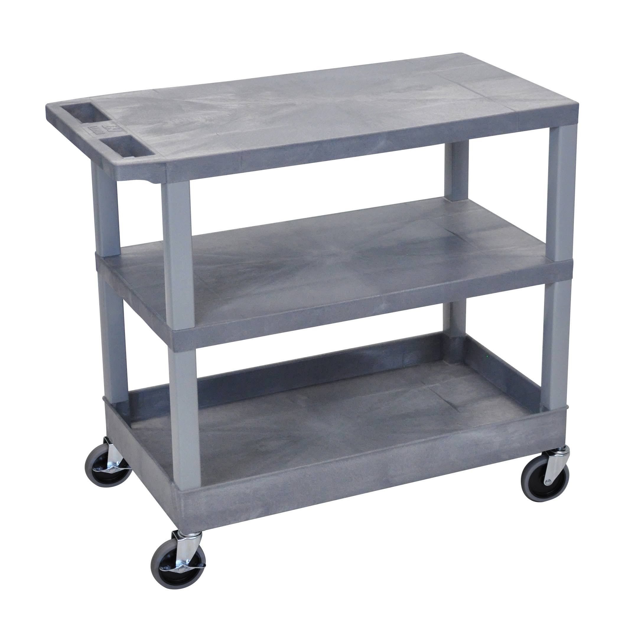 Gray 18x32 Cart with 2 Flat and 1 Tub Shelves B472