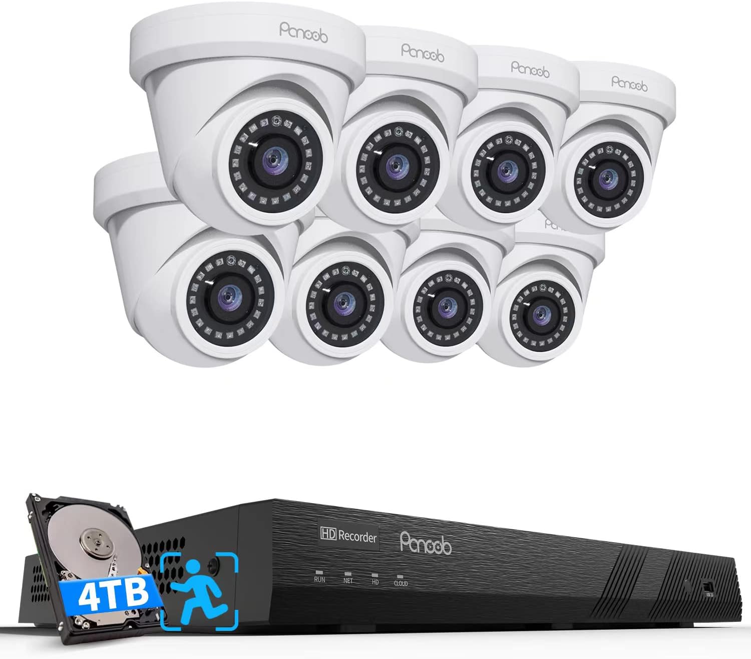 4K PoE Security Camera System with 2TB HDD NVR, 6pcs 8MP Bullet Cameras E1181